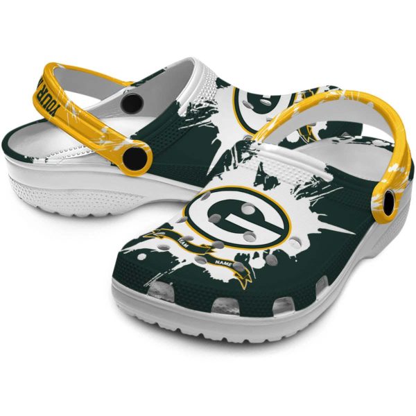 Custom Green Bay Packers Splatter Pattern Crocs Latest Model