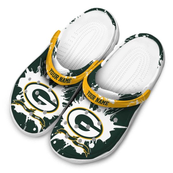 Custom Green Bay Packers Splatter Pattern Crocs Trendy