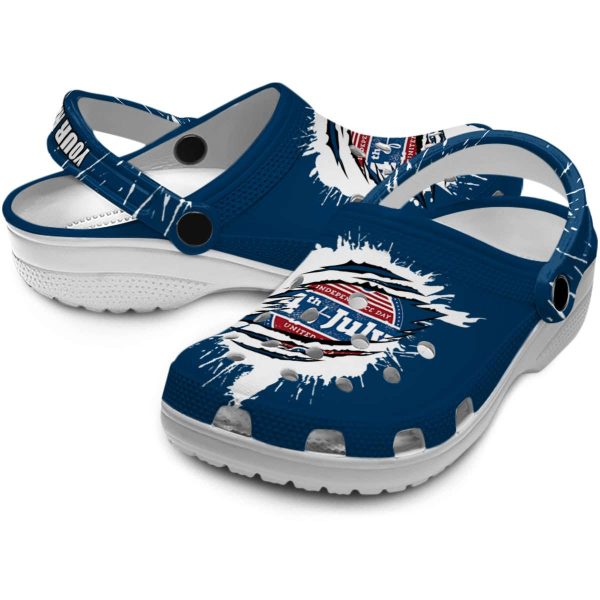 Custom Happy Independence Day Splash Motif Background Crocs Latest Model