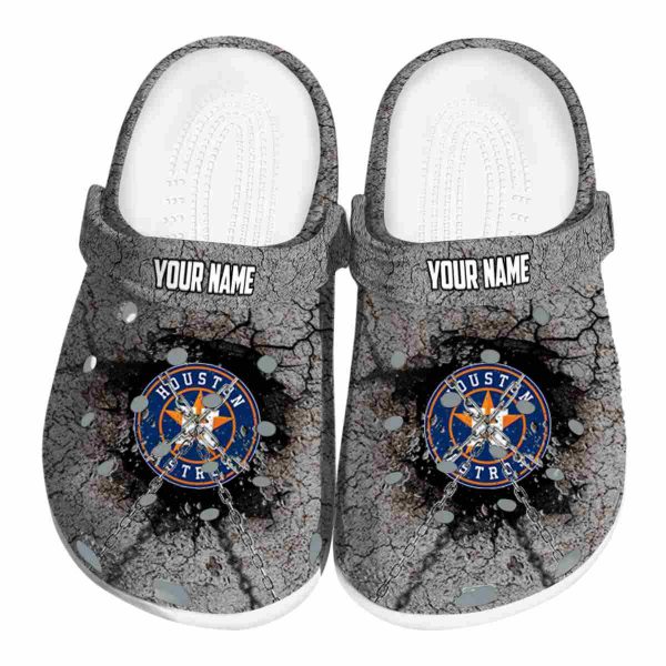 Custom Houston Astros Cracked Ground Texture Crocs Best selling