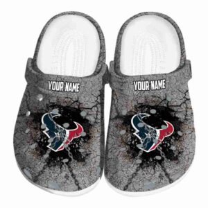 Custom Houston Texans Cracked Ground Texture Crocs Best selling