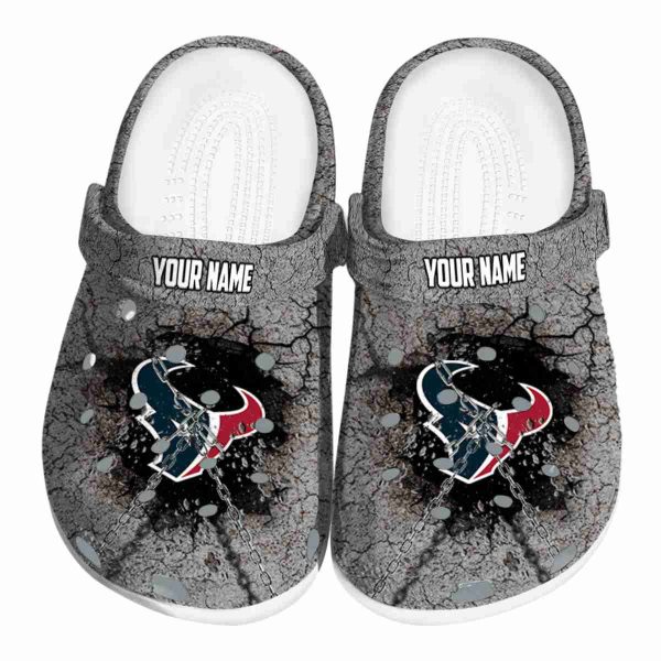 Custom Houston Texans Cracked Ground Texture Crocs Best selling