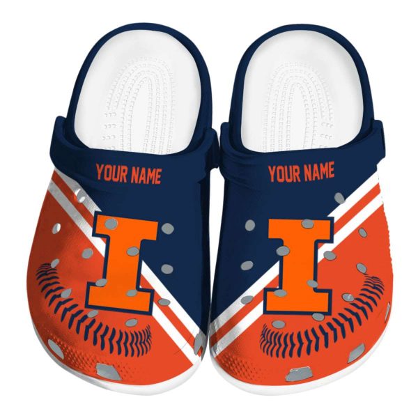 Custom Illinois Fighting Illini Baseball Motif Crocs Best selling