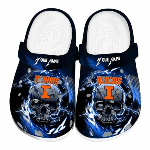 Custom Illinois Fighting Illini Gothic Skull Crocs Best selling