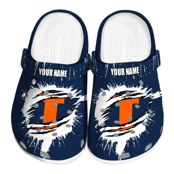 Custom Illinois Fighting Illini Splash Motif Background Crocs Best selling