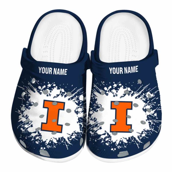 Custom Illinois Fighting Illini Splatter Background Crocs Best selling