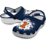 Custom Illinois Fighting Illini Splatter Background Crocs Latest Model