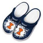 Custom Illinois Fighting Illini Splatter Background Crocs Trendy