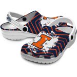 Custom Illinois Fighting Illini Zigzag Paint Burst Crocs Latest Model