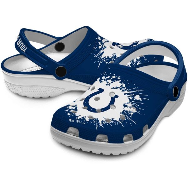 Custom Indianapolis Colts Splatter Background Crocs Latest Model