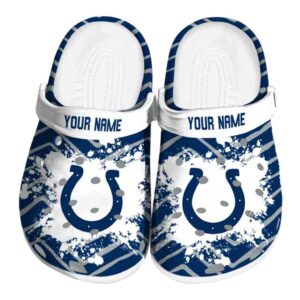 Custom Indianapolis Colts Zigzag Paint Burst Crocs Best selling