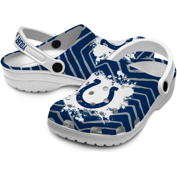 Custom Indianapolis Colts Zigzag Paint Burst Crocs Latest Model