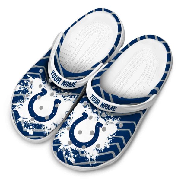 Custom Indianapolis Colts Zigzag Paint Burst Crocs Trendy