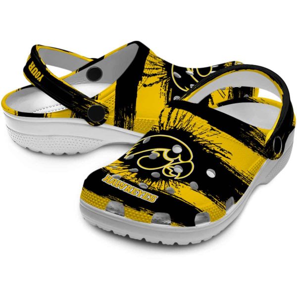 Custom Iowa Hawkeyes Paint Splatter Graphics Crocs Latest Model