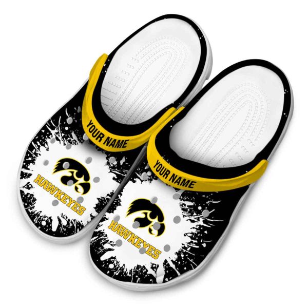 Custom Iowa Hawkeyes Splash Art Crocs Trendy
