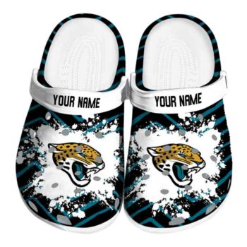Custom Jacksonville Jaguars Zigzag Paint Burst Crocs Best selling
