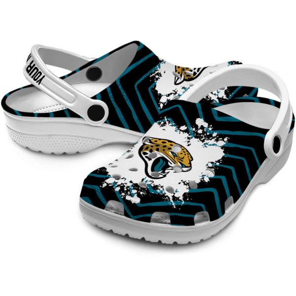 Custom Jacksonville Jaguars Zigzag Paint Burst Crocs Latest Model