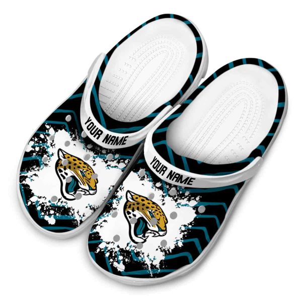 Custom Jacksonville Jaguars Zigzag Paint Burst Crocs Trendy