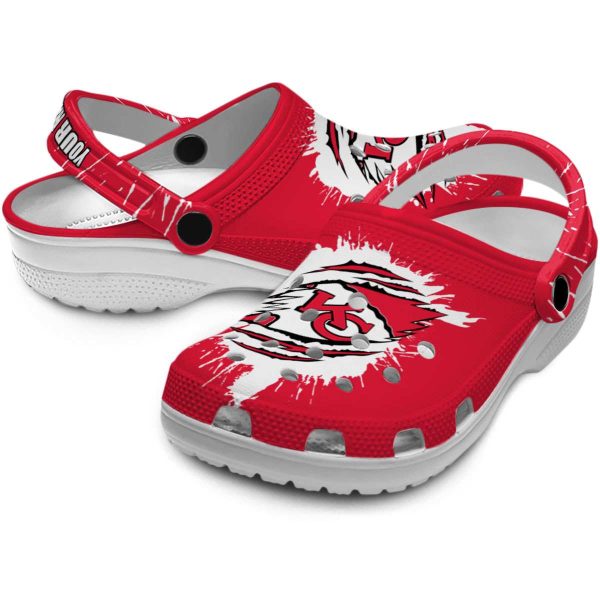 Custom Kansas City Chiefs Splash Motif Background Crocs Latest Model