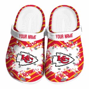 Custom Kansas City Chiefs Zigzag Paint Burst Crocs Best selling