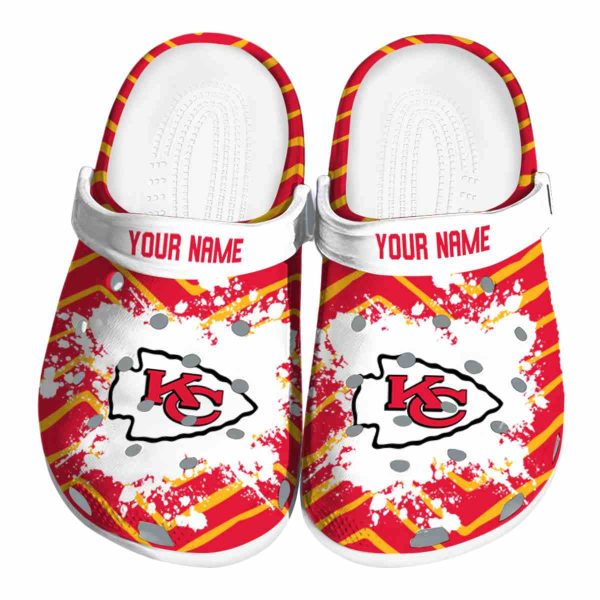 Custom Kansas City Chiefs Zigzag Paint Burst Crocs Best selling