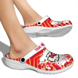 Custom Kansas City Chiefs Zigzag Paint Burst Crocs High quality