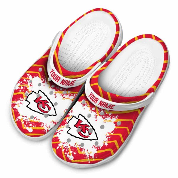 Custom Kansas City Chiefs Zigzag Paint Burst Crocs Trendy
