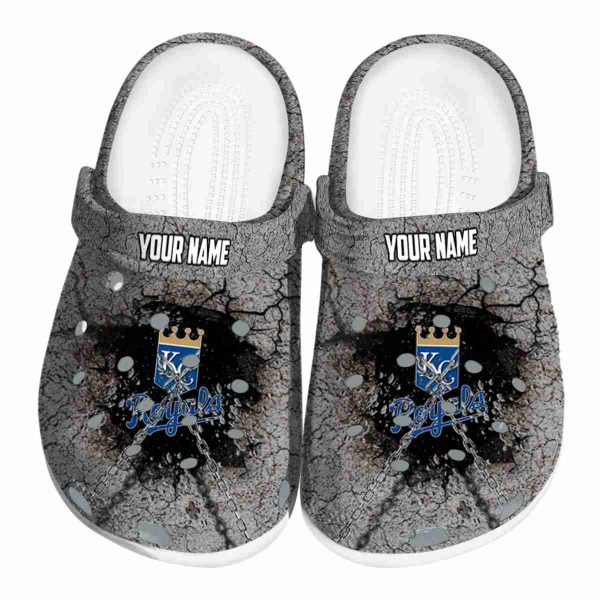 Custom Kansas City Royals Cracked Ground Texture Crocs Best selling