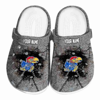 Custom Kansas Jayhawks Cracked Ground Texture Crocs Best selling