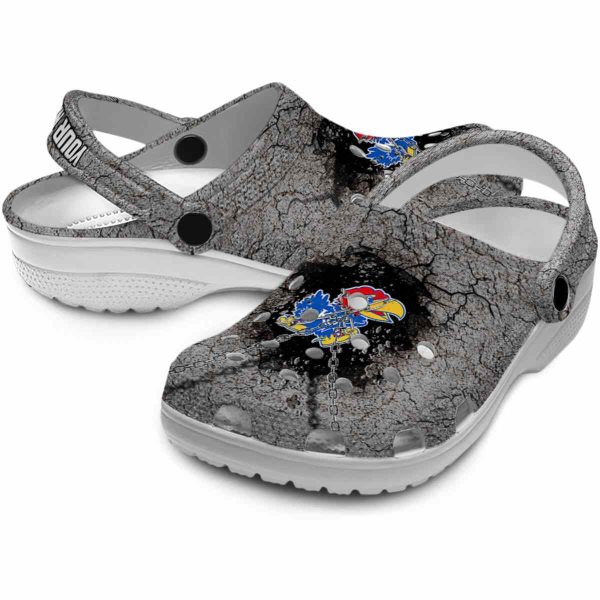 Custom Kansas Jayhawks Cracked Ground Texture Crocs Latest Model