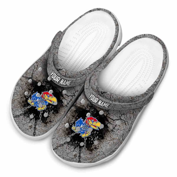 Custom Kansas Jayhawks Cracked Ground Texture Crocs Trendy