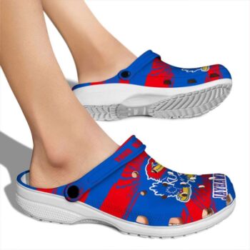Custom Kansas Jayhawks Paint Splatter Graphics Crocs High quality