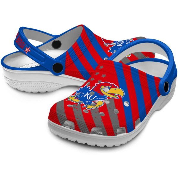 Custom Kansas Jayhawks Star Spangled Graphic Crocs Latest Model