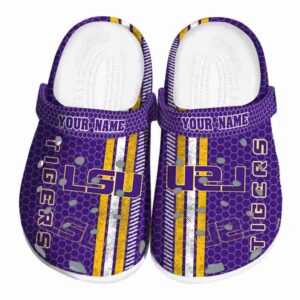 Custom LSU Tigers Contrasting Stripes Crocs Best selling