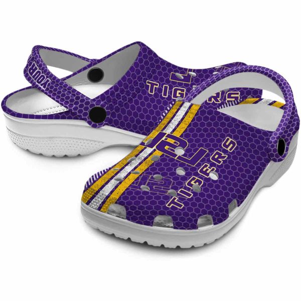 Custom LSU Tigers Contrasting Stripes Crocs Latest Model