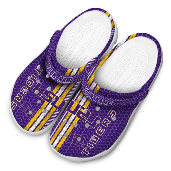 Custom LSU Tigers Contrasting Stripes Crocs Trendy