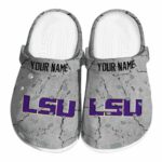 Custom LSU Tigers Cracked Texture Crocs Best selling