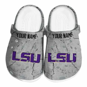 Custom LSU Tigers Cracked Texture Crocs Best selling