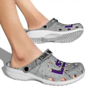 Custom LSU Tigers Cracked Texture Crocs High quality
