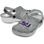 Custom LSU Tigers Cracked Texture Crocs Best selling