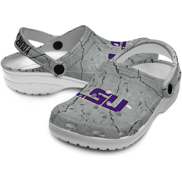 Custom LSU Tigers Cracked Texture Crocs Latest Model