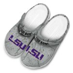 Custom LSU Tigers Cracked Texture Crocs Best selling