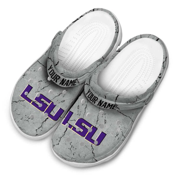 Custom LSU Tigers Cracked Texture Crocs Trendy