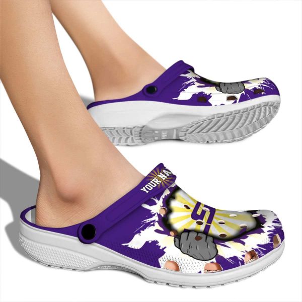 Custom LSU Tigers Gripping Hand Crocs High quality