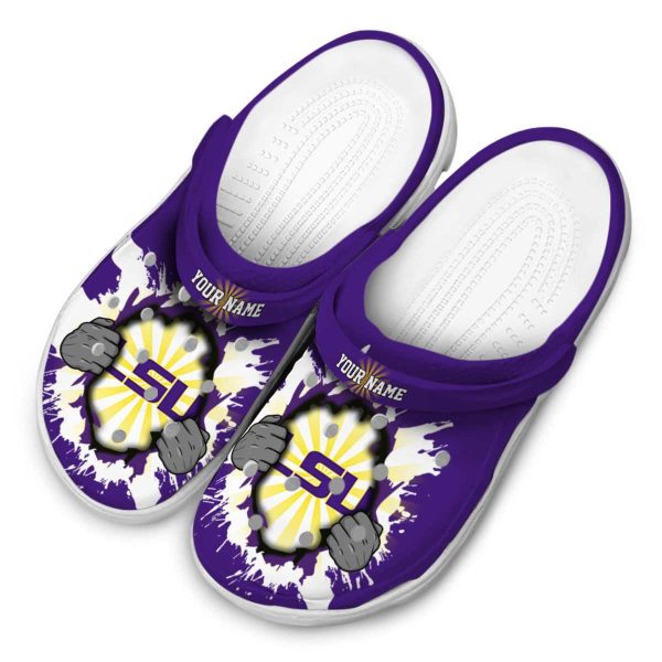 Custom LSU Tigers Gripping Hand Crocs Trendy