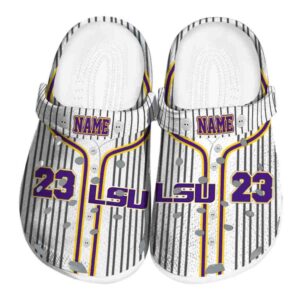 Custom LSU Tigers Pinstripe Pattern Crocs Best selling