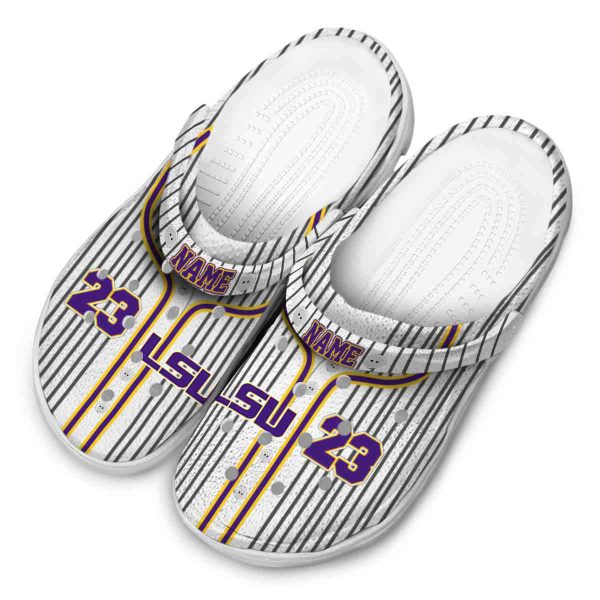 Custom LSU Tigers Pinstripe Pattern Crocs Trendy