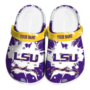 Custom LSU Tigers Splatter Pattern Crocs Best selling