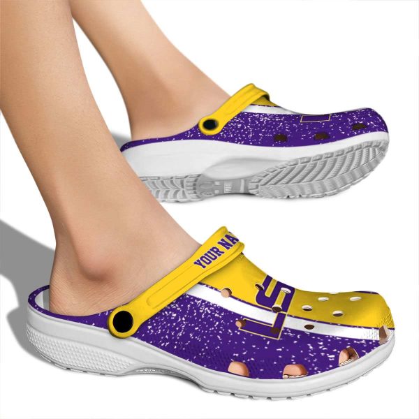 Custom LSU Tigers Vertical Stripes Crocs High quality