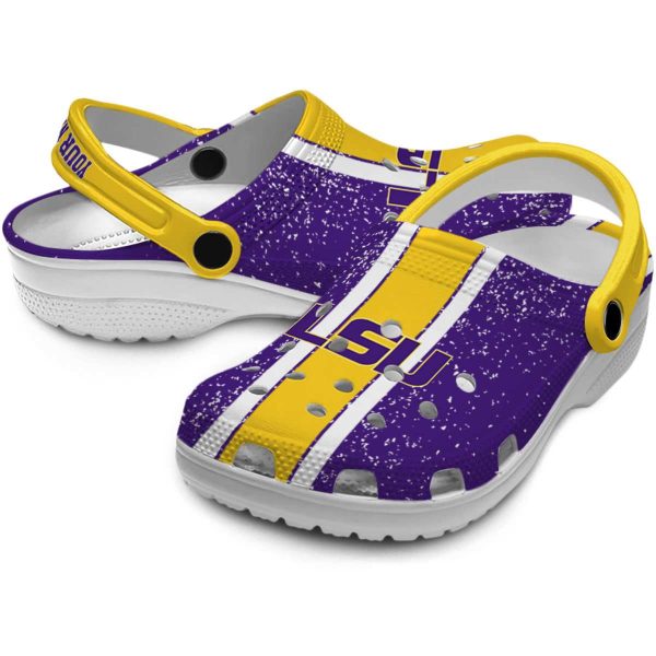 Custom LSU Tigers Vertical Stripes Crocs Latest Model